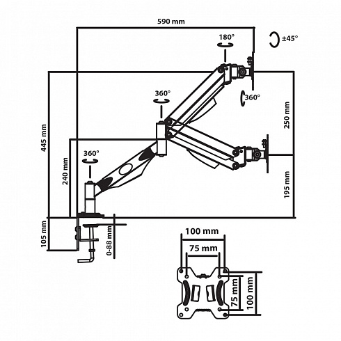 Настольный кронштейн Gazlift-511